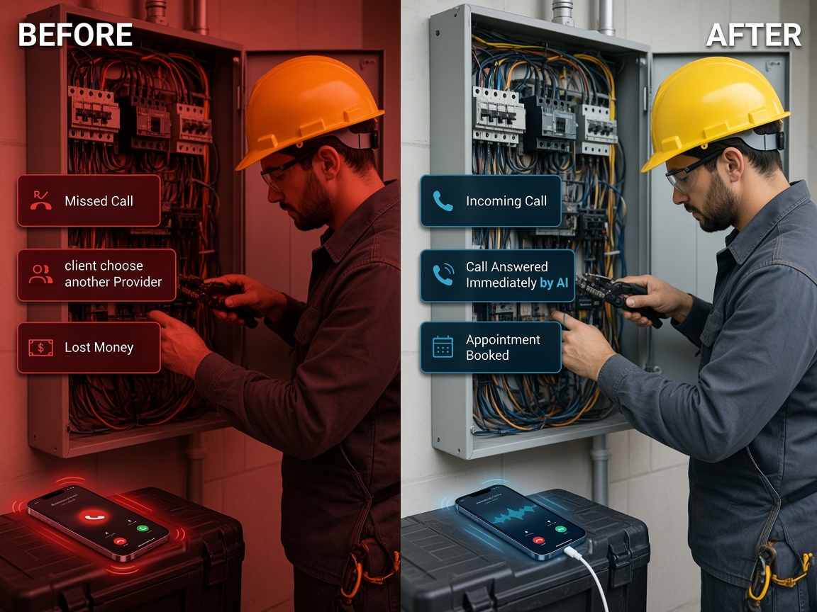 Licensed electrician working at electrical breaker panel